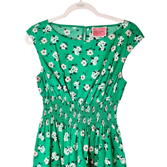 Kate Spade Green Floral Poplin Dress Medium - Picture 5 of 9